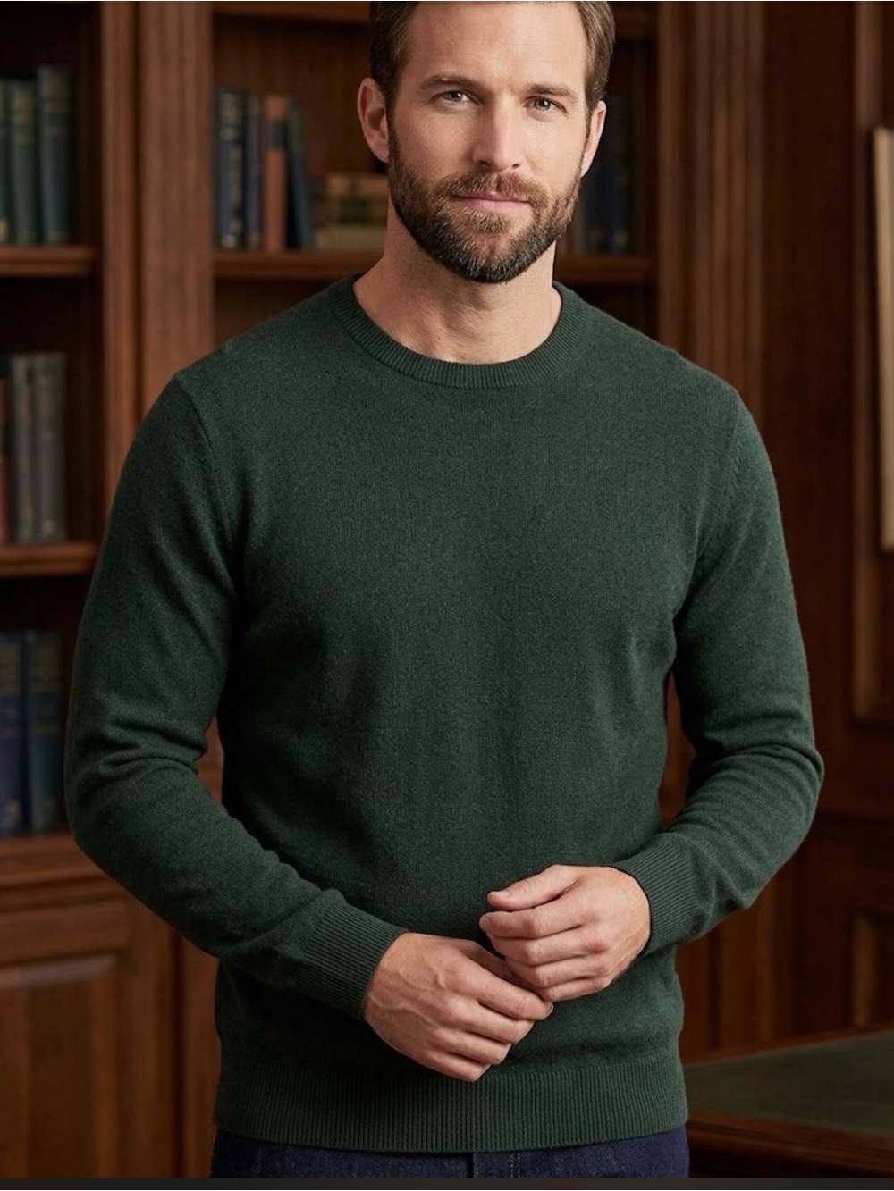 Club Room Men's Crewneck Sweater in Dark Green